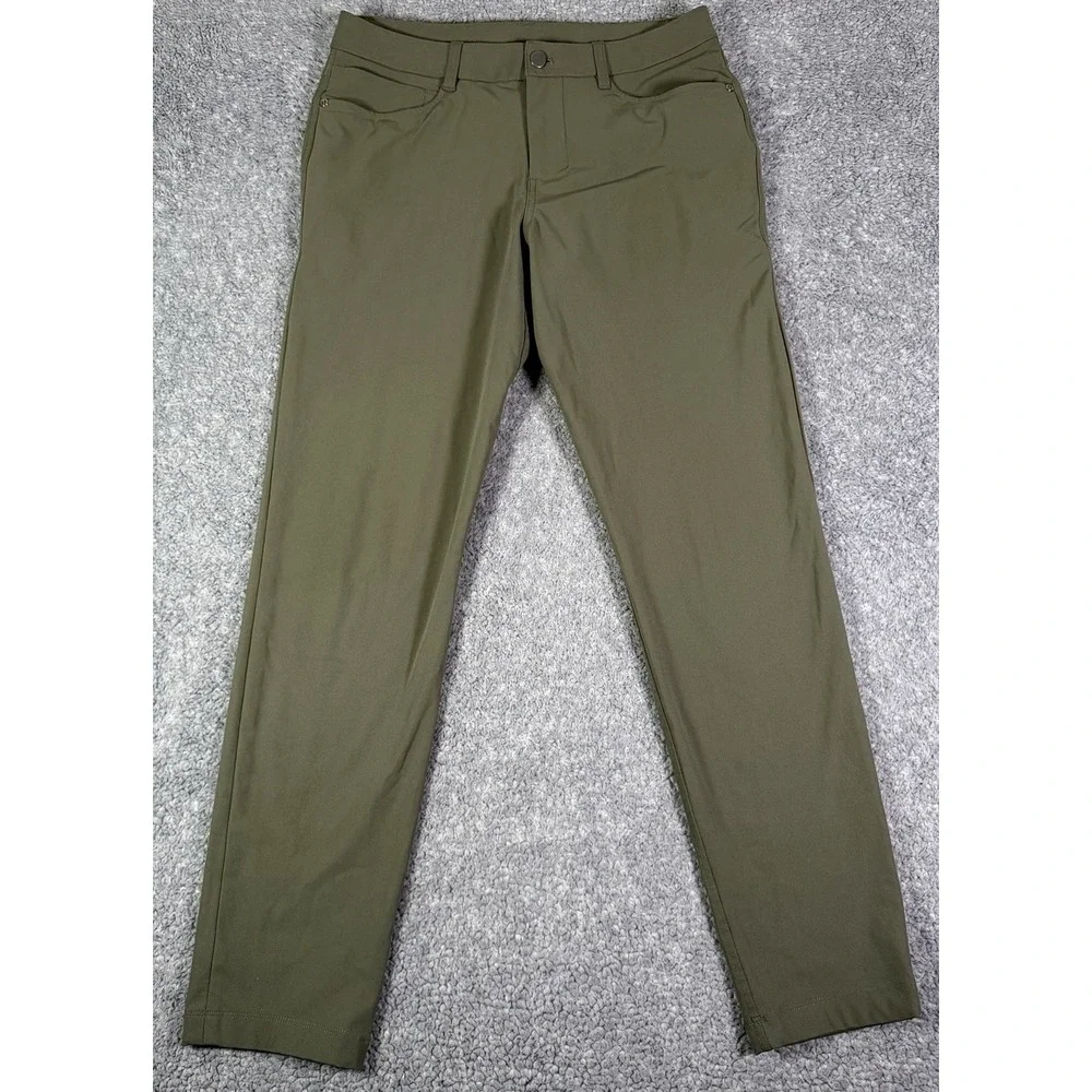 Lululemon ABC Slim-Fit 5-Pocket Warpstreme Pants Stretch Army Green Size 32x30